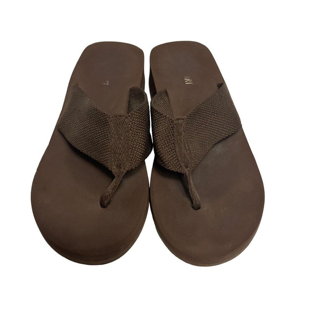 Vtg Y2K Colin Stuart Victoria's Secret Womens 10 Brown Foam Wedge Woven Sandals